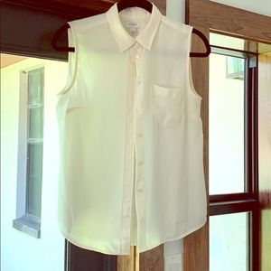 J. Crew cream sleeveless, button-down blouse, sm
